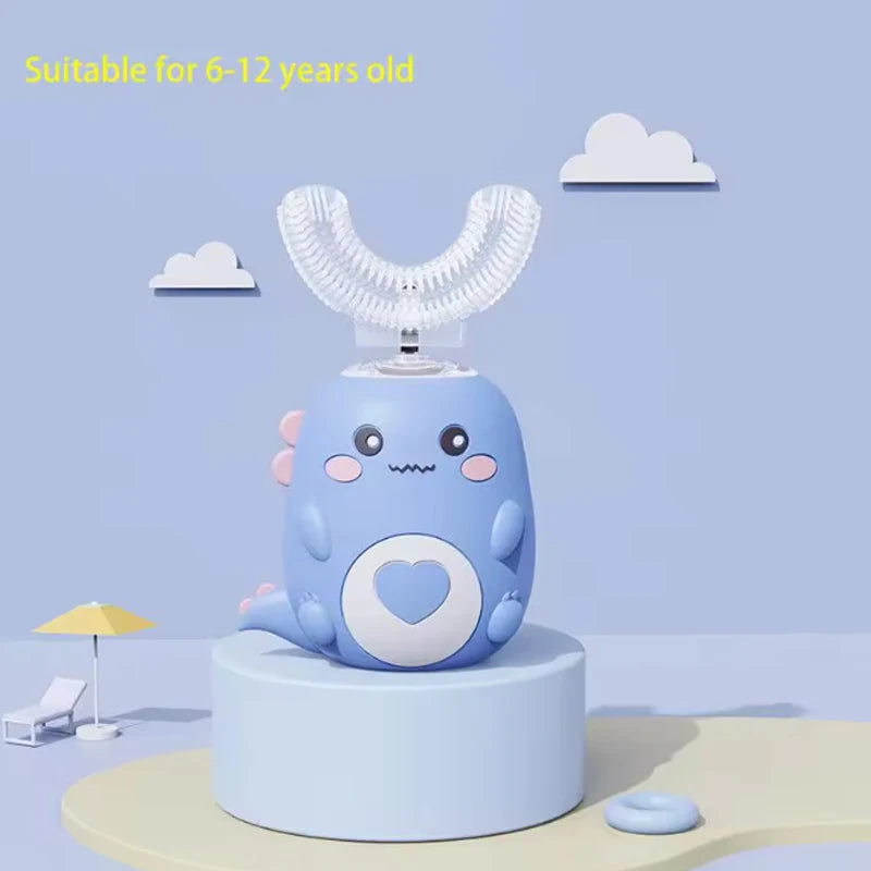 Children U-Shaped Electric Toothbrush 360 Degrees Smart Cartoon Kids Silicone Toothbrush Automatic Rechargeable Sonic Toothbrush